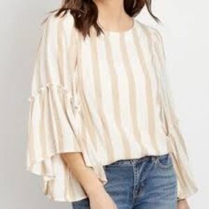 Maurices Cream and Tan Striped Top